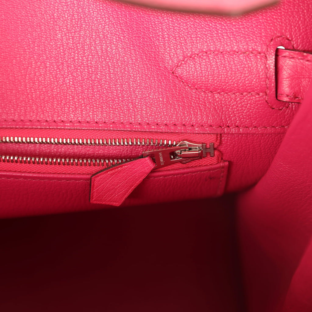 Pre-owned Hermes Birkin 30 Rose Tyrien Ostrich Palladium Hardware
