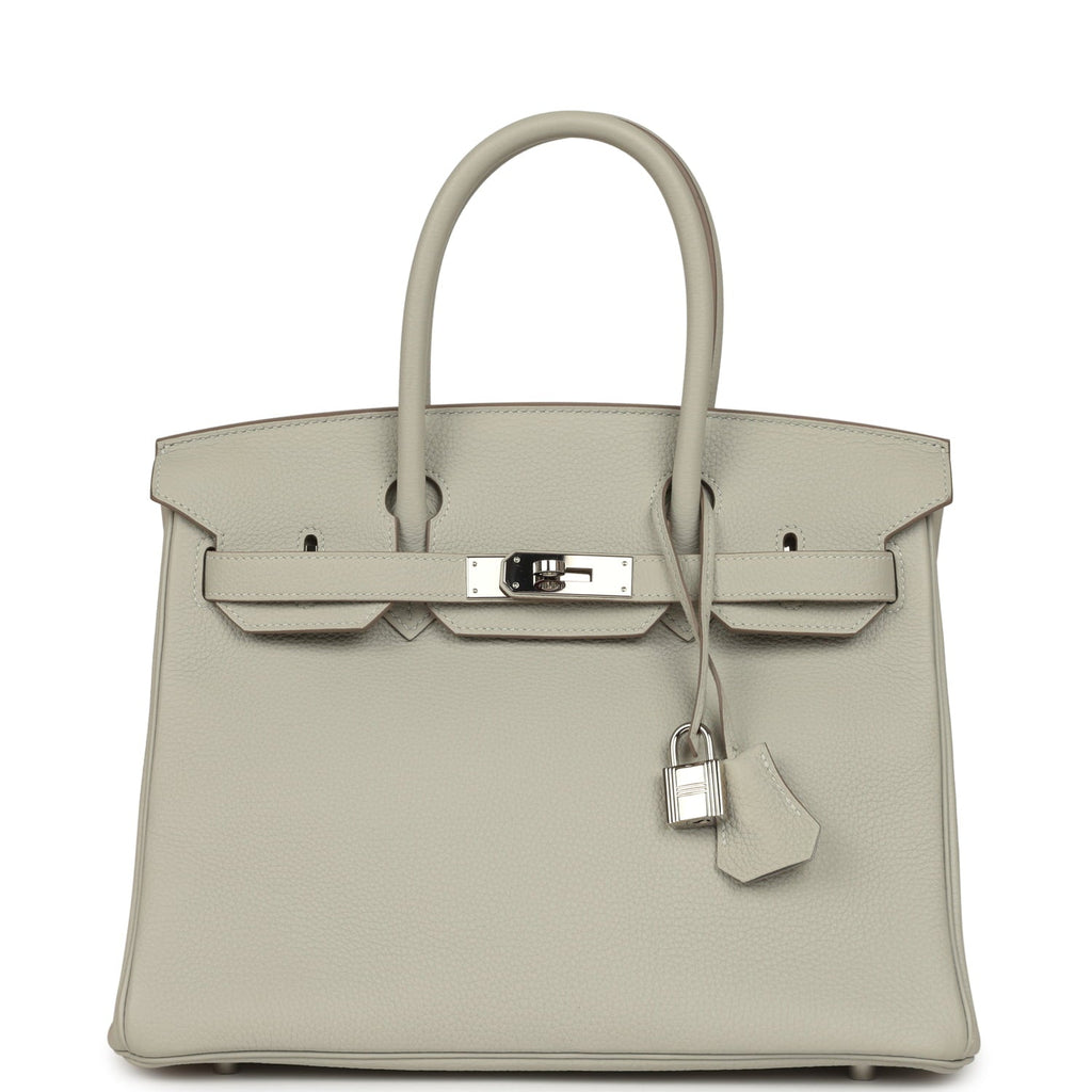 Pre-owned Hermes Birkin 30 Gris Perle Togo Palladium Hardware