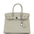 Pre-owned Hermes Birkin 30 Gris Perle Togo Palladium Hardware