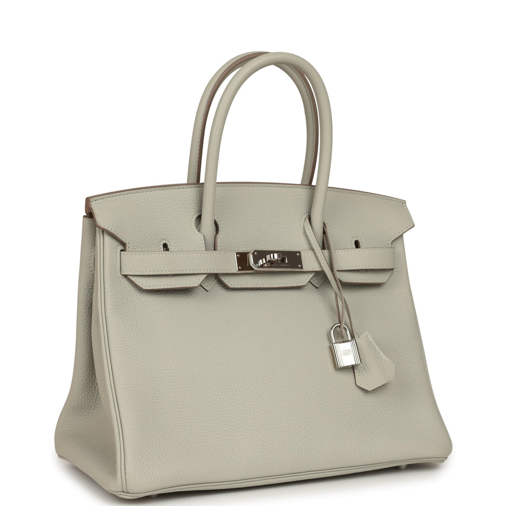 Pre-owned Hermes Birkin 30 Gris Perle Togo Palladium Hardware