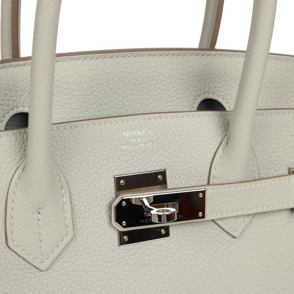 Pre-owned Hermes Birkin 30 Gris Perle Togo Palladium Hardware