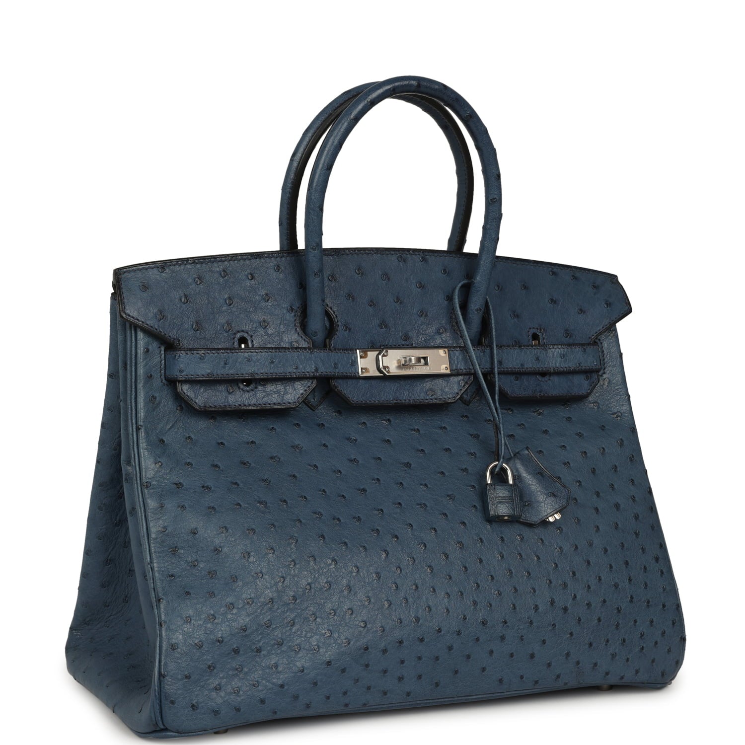 Vintage Hermes Birkin 35 Bleu Roi Ostrich Palladium Hardware
