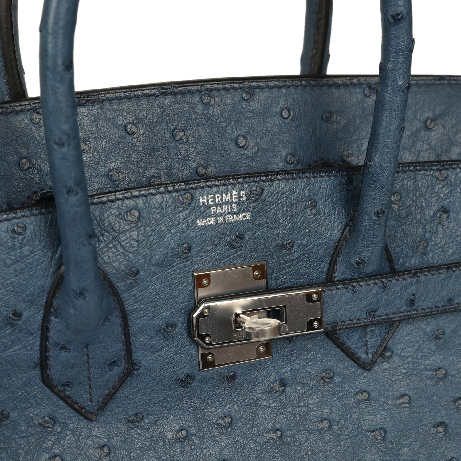 Vintage Hermes Birkin 35 Bleu Roi Ostrich Palladium Hardware