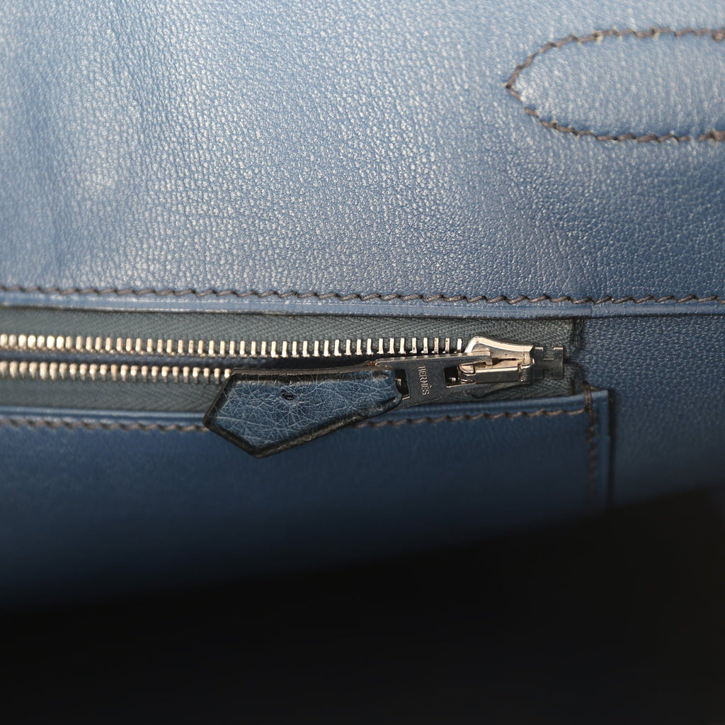 Vintage Hermes Birkin 35 Bleu Roi Ostrich Palladium Hardware