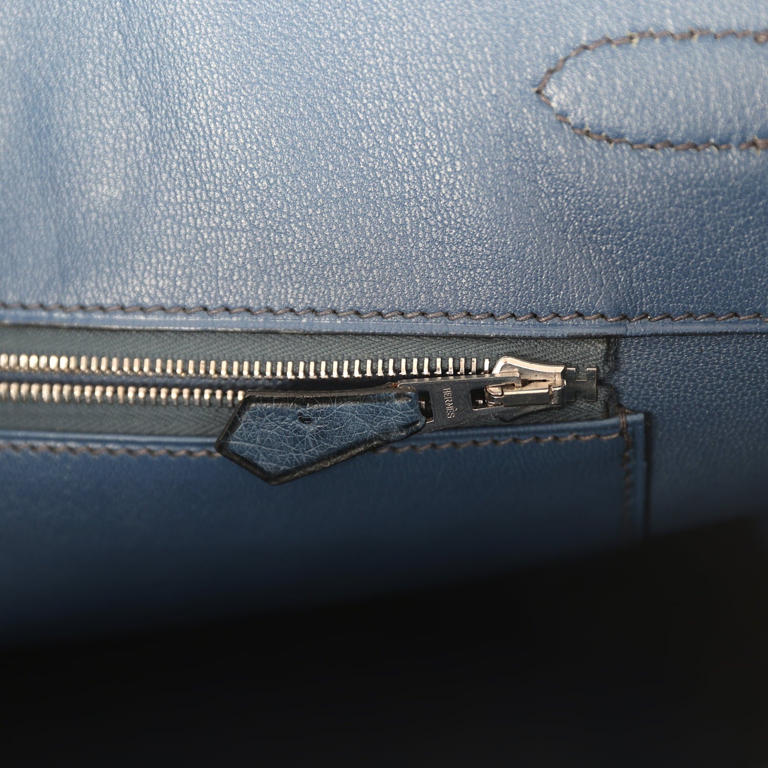 Vintage Hermes Birkin 35 Bleu Roi Ostrich Palladium Hardware