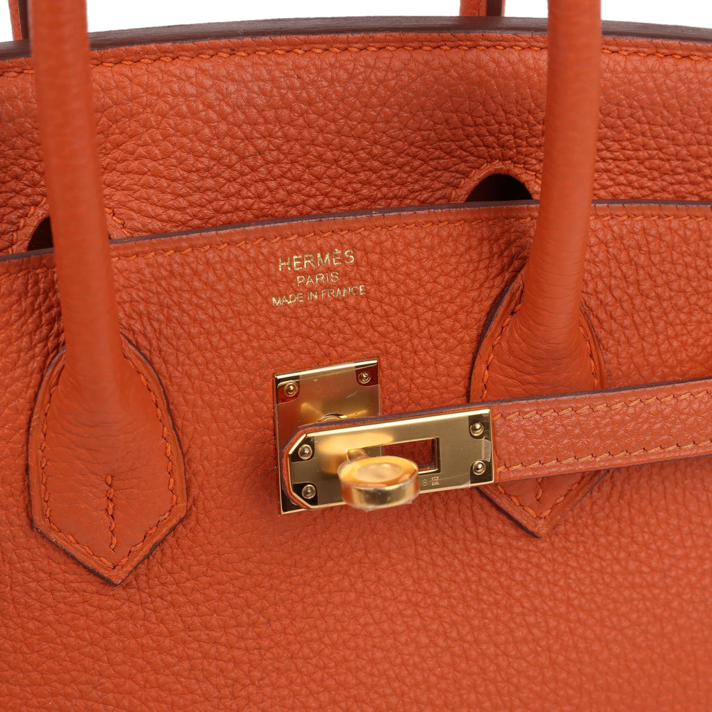 New Hermes Birkin 25 Orange Togo Gold Hardware
