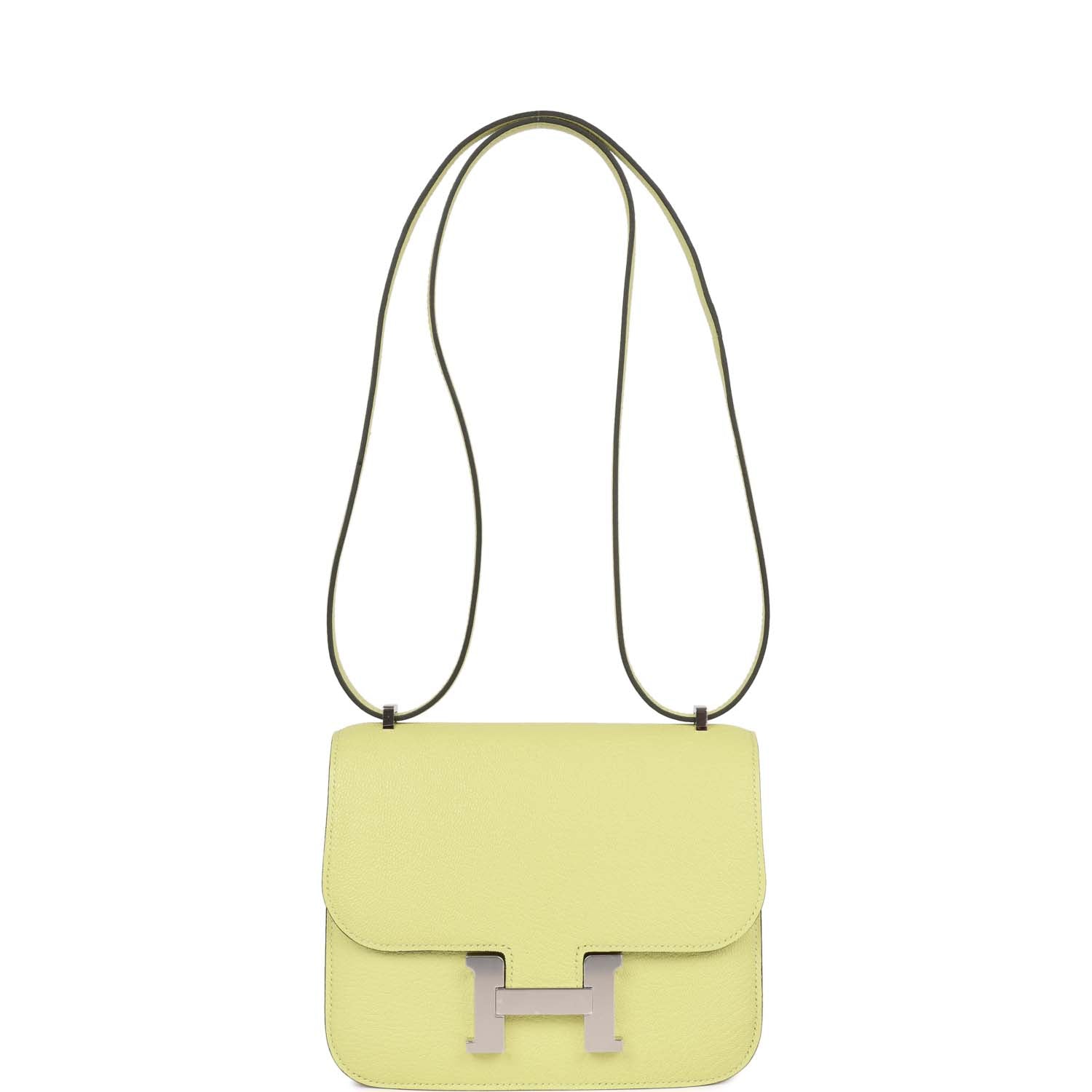 Hermes Constance 18 Jaune Bourgeon Chevre Palladium Hardware