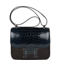 Hermes Constance 24 Tri-Color Black, Bleu Baltique and Vert Rousseau Shiny Alligator Palladium Hardware