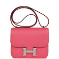 Hermes Constance 18 Rose Azalee Epsom Palladium Hardware