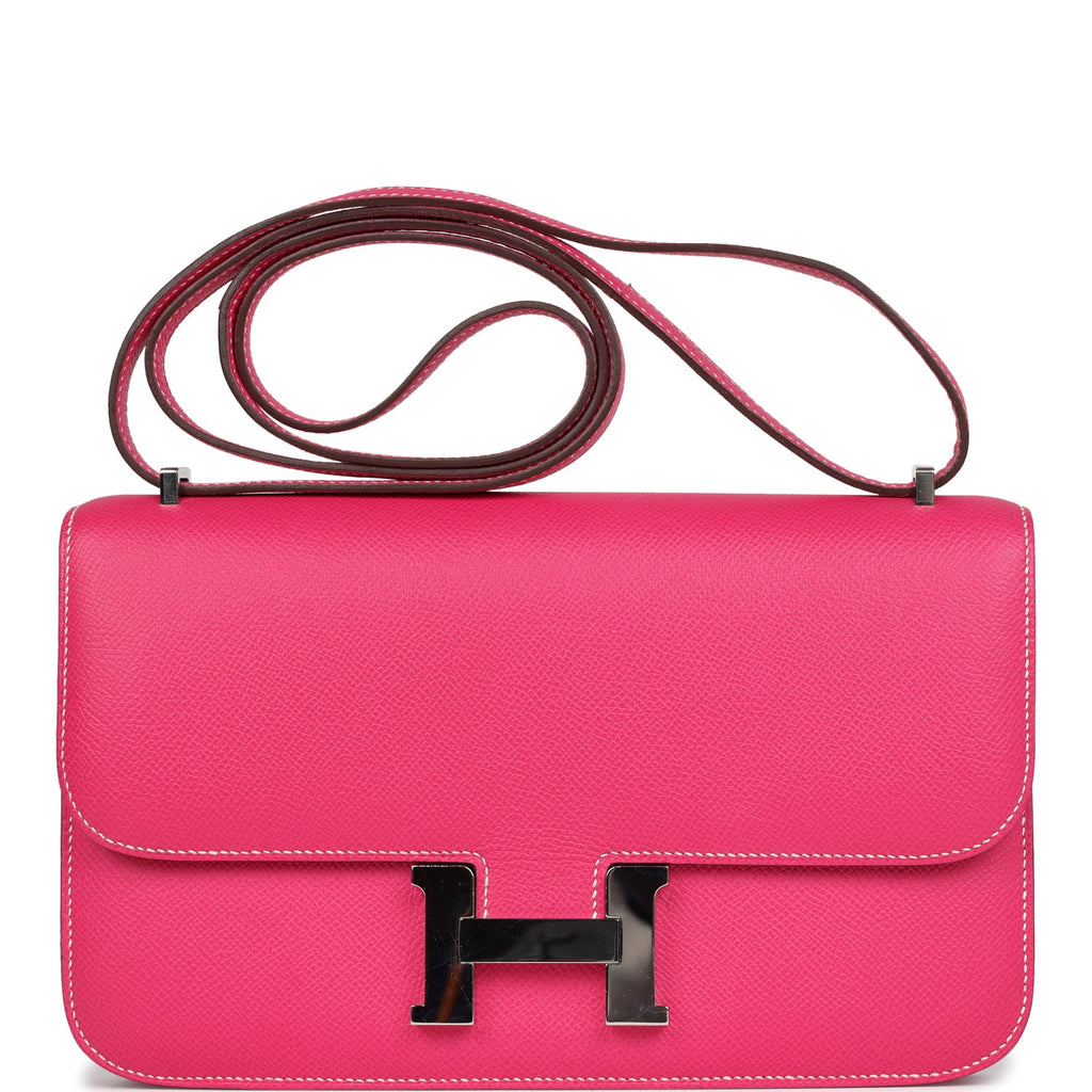 New Hermes Constance Elan Rose Tyrien Epsom Palladium Hardware