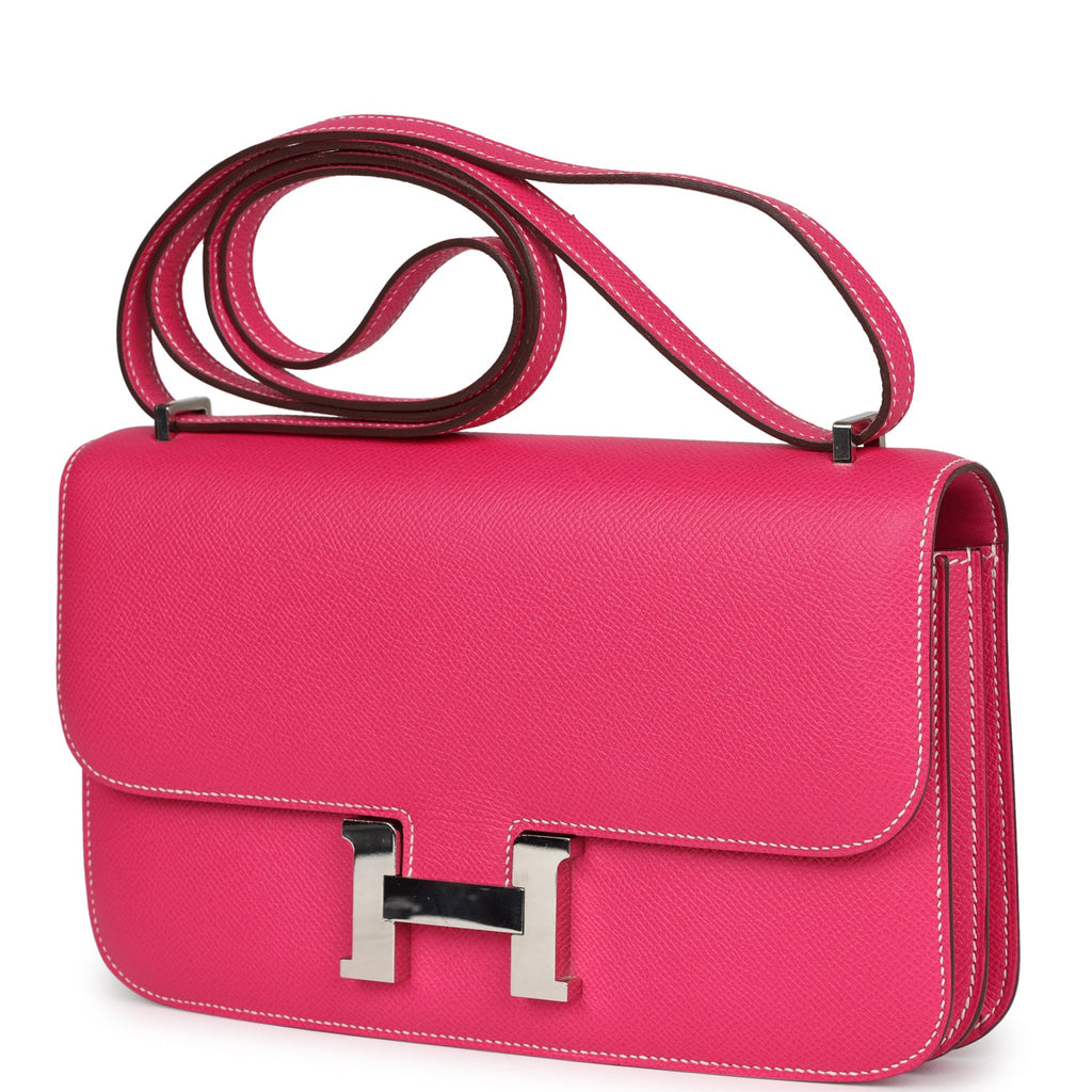 New Hermes Constance Elan Rose Tyrien Epsom Palladium Hardware