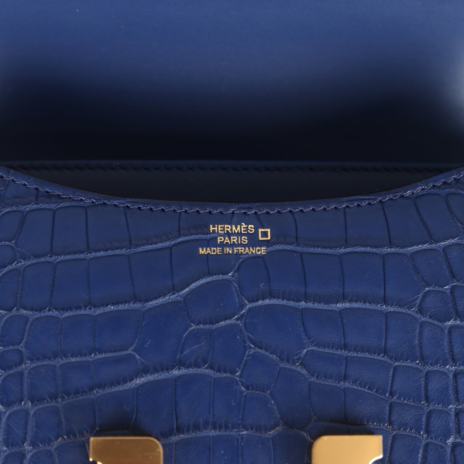 Hermes Constance 18 Bleu Saphir Matte Alligator Gold Hardware