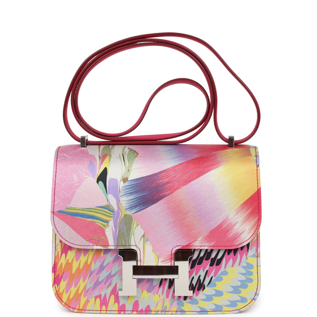 New Hermes Constance 18 "Marble Silk" Rose Mexico Swift Palladium Hardware