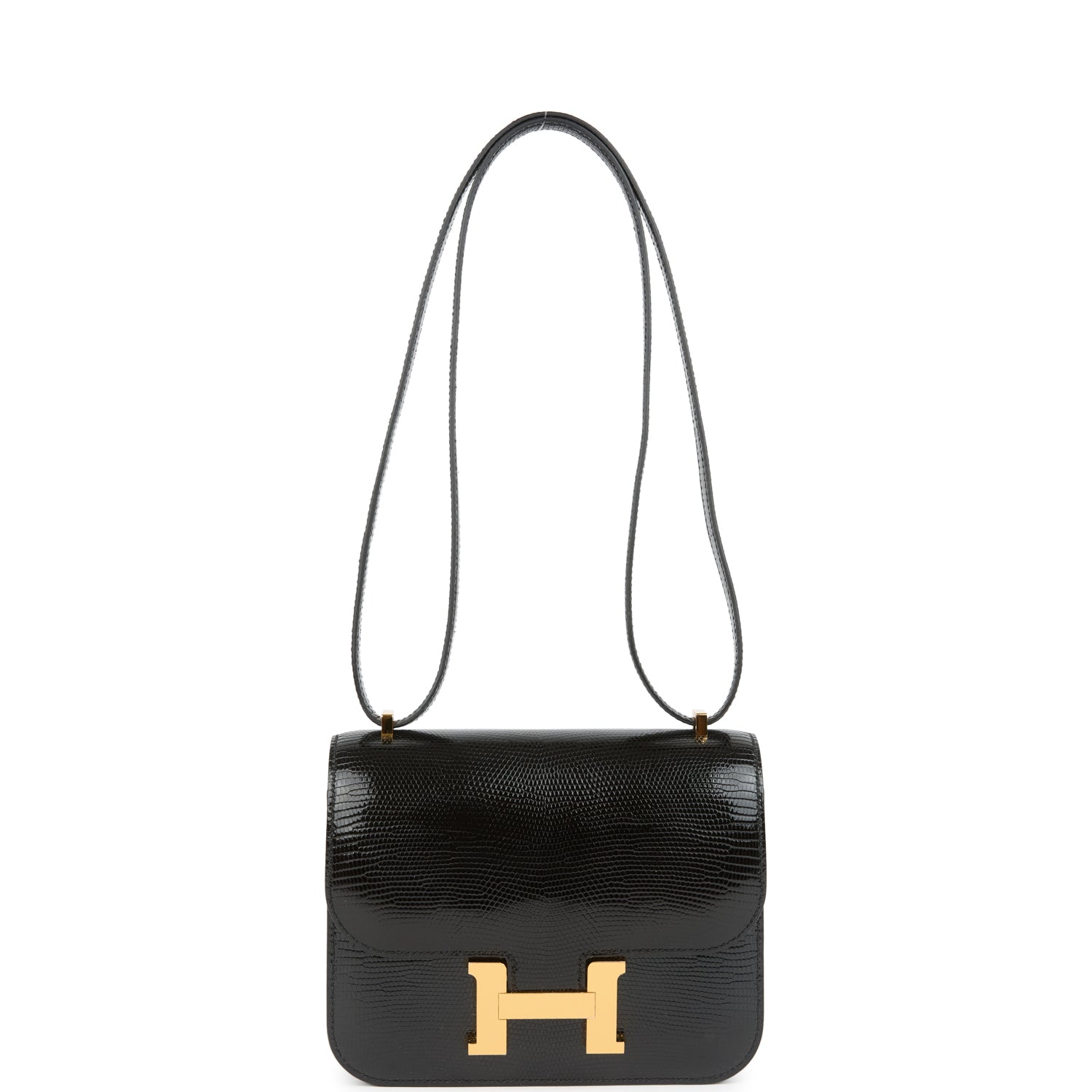 Hermes Constance 18 Black Varanus Salvator Lizard Gold Hardware