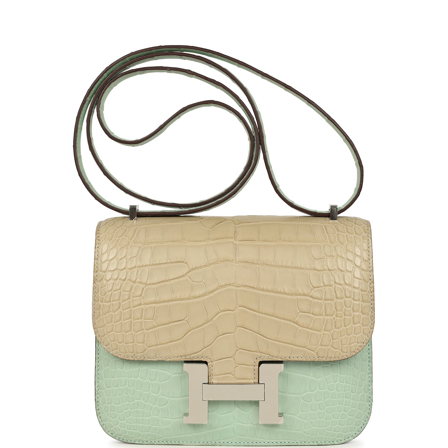 Hermes Constance 18 Vert D’Eau and Trench Matte Alligator Palladium Hardware