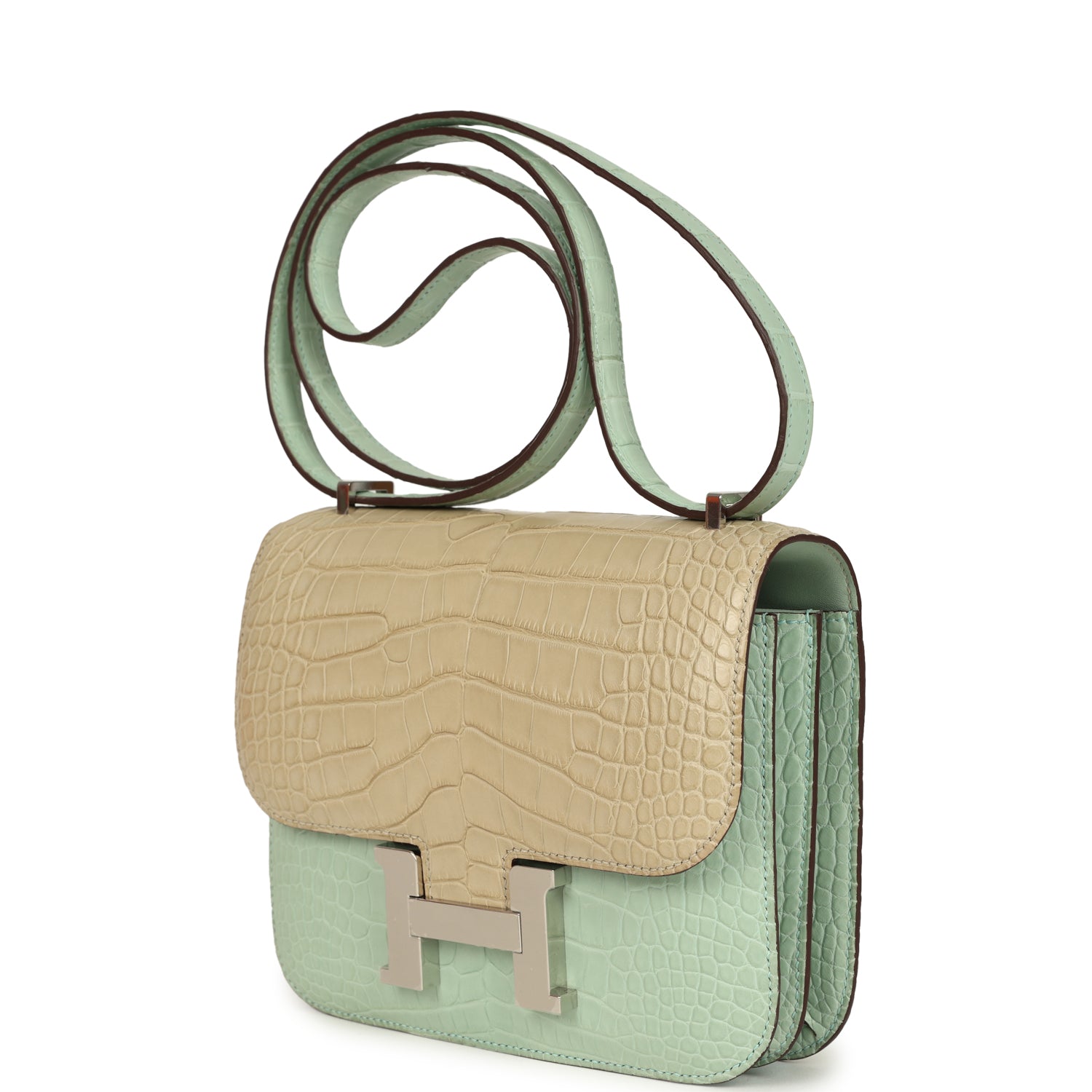Hermes Constance 18 Vert D’Eau and Trench Matte Alligator Palladium Hardware