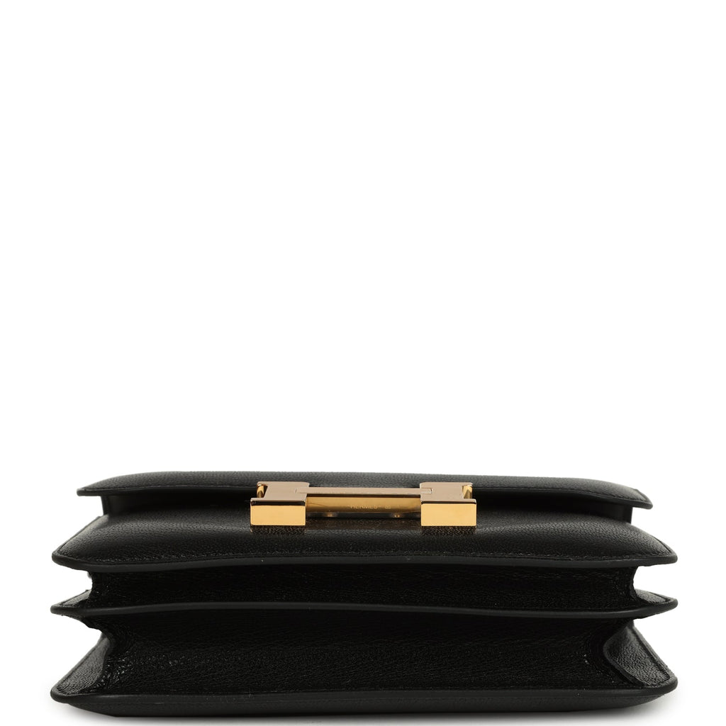 Hermes Constance 18 Black Chevre Chamkila Gold Hardware