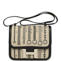 Pre-owned Hermes Constance 24 Toile De Camp Déchaînée and Black Swift Palladium Hardware