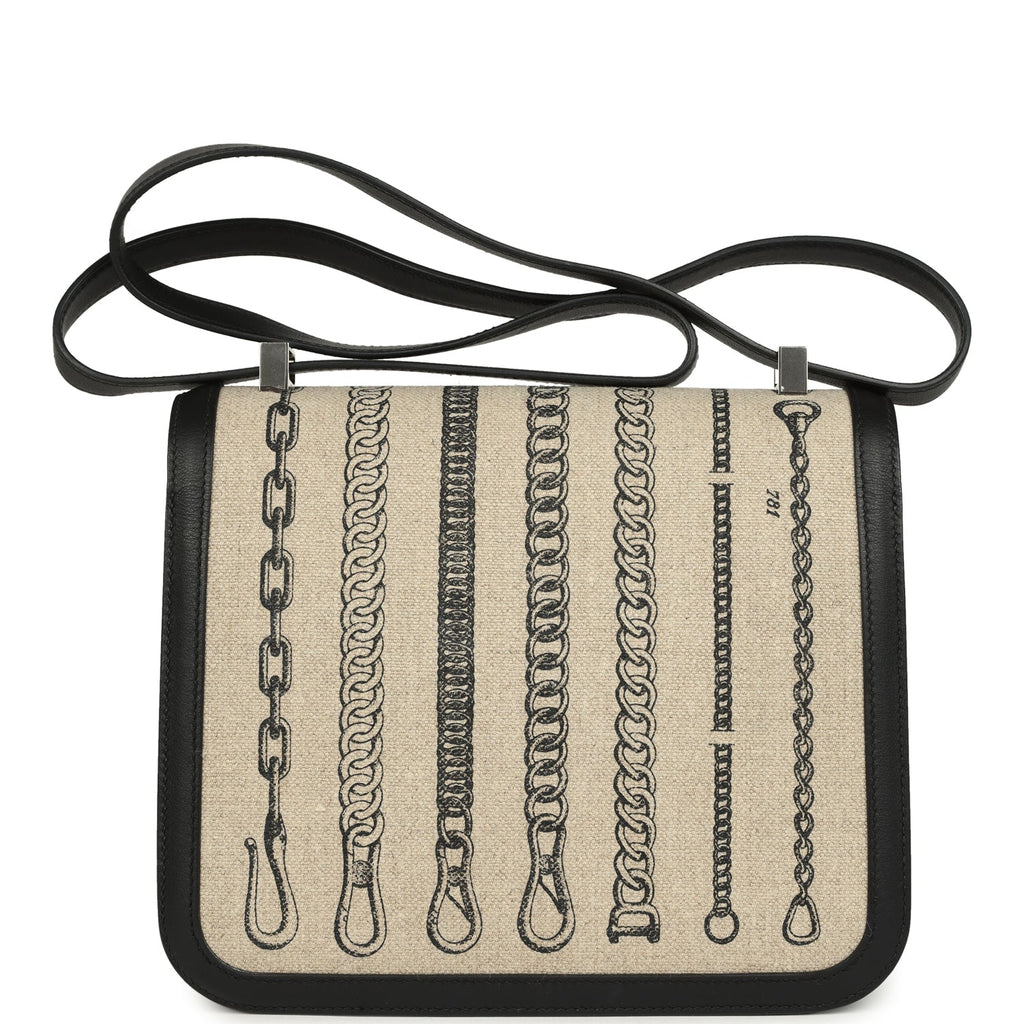 Pre-owned Hermes Constance 24 Toile De Camp Déchaînée and Black Swift Palladium Hardware