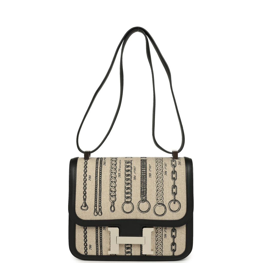 Pre-owned Hermes Constance 24 Toile De Camp Déchaînée and Black Swift Palladium Hardware
