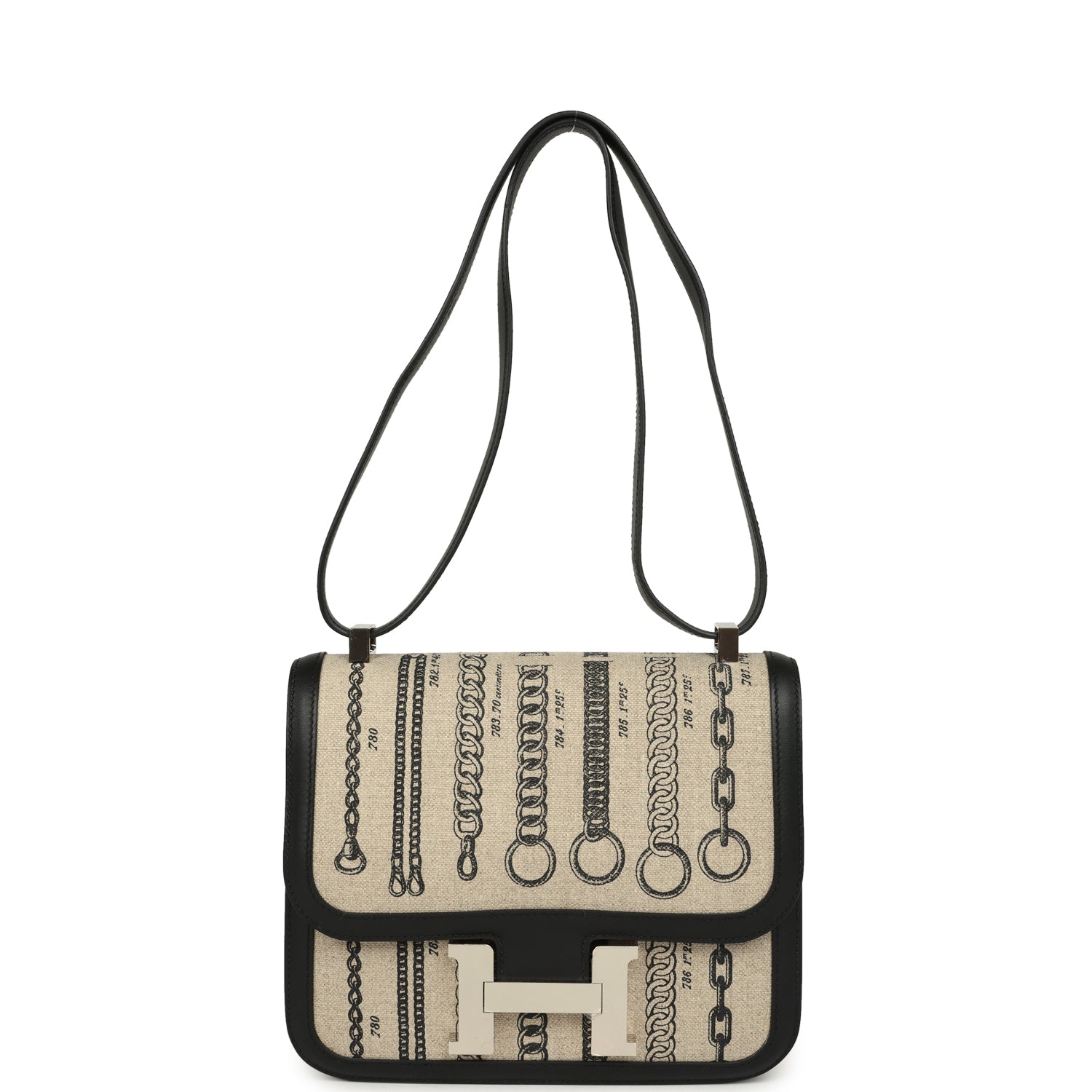 Pre-owned Hermes Constance 24 Toile De Camp Déchaînée and Black Swift Palladium Hardware