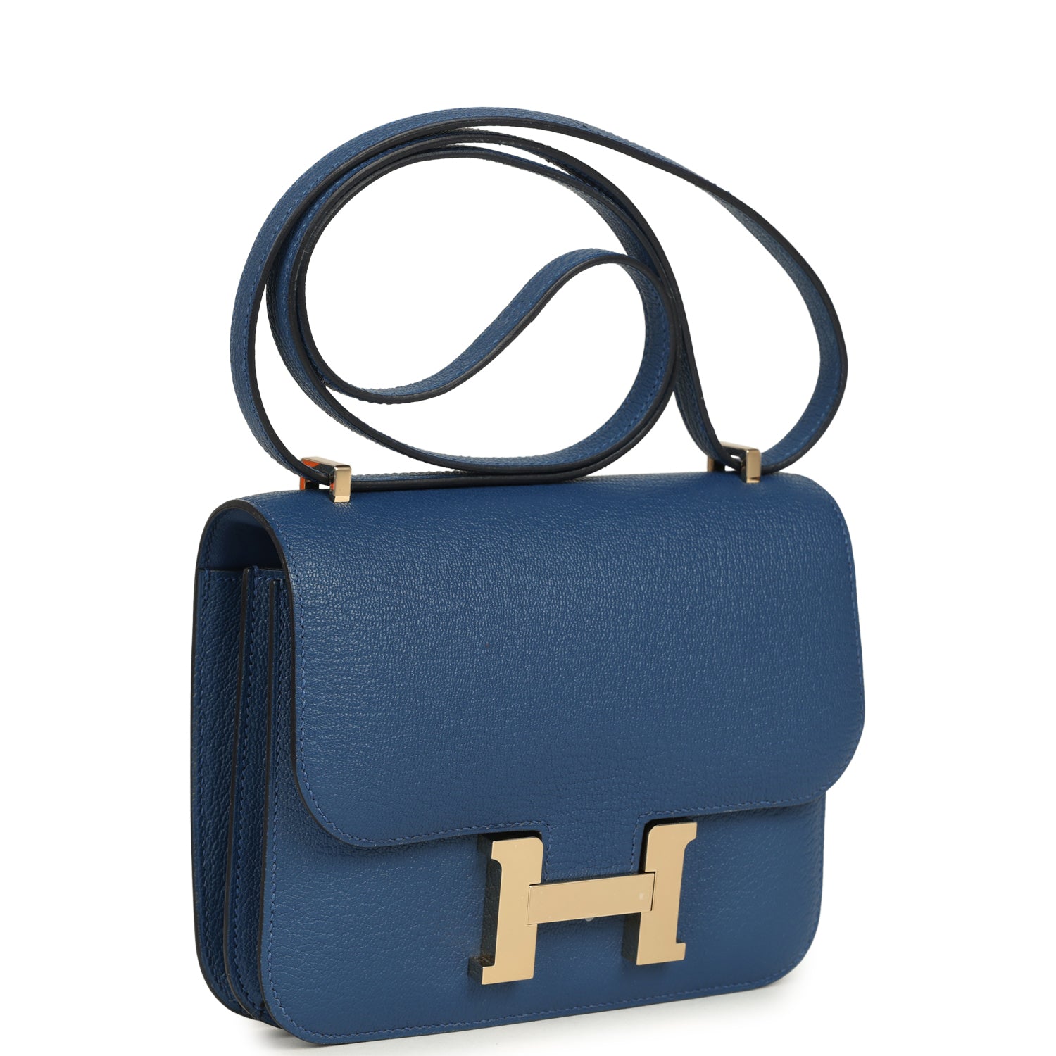 Hermes Constance 18 Bleu Tie Chevre Mysore Permabrass Hardware