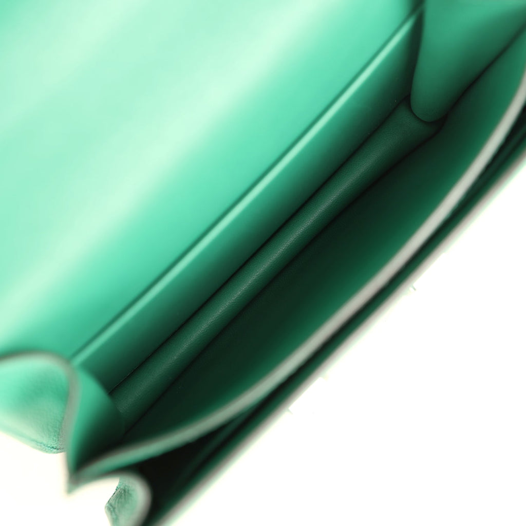 Pre-owned Hermes Constance 18 Vert Vertigo Evercolor Palladium Hardware