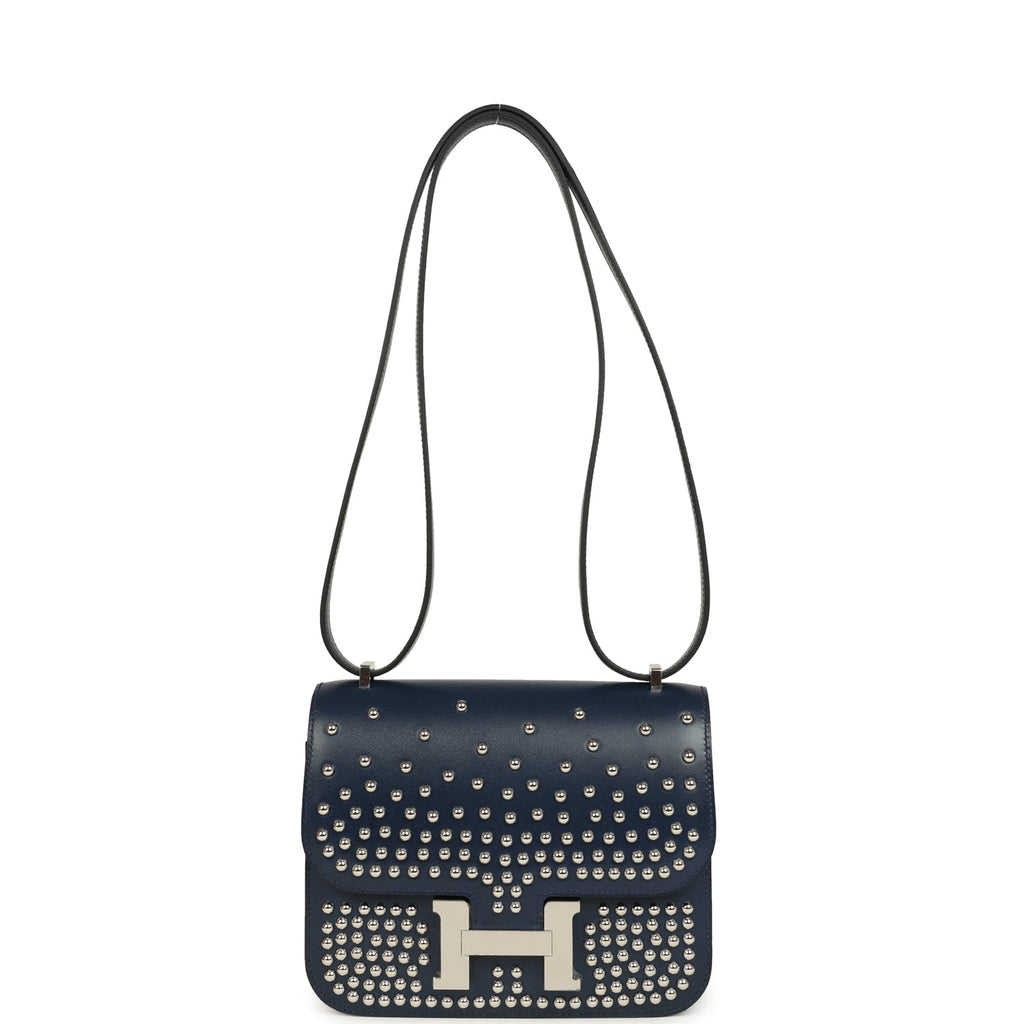 Hermes Constance 18 Clouté Bleu Abysse Box Palladium Hardware