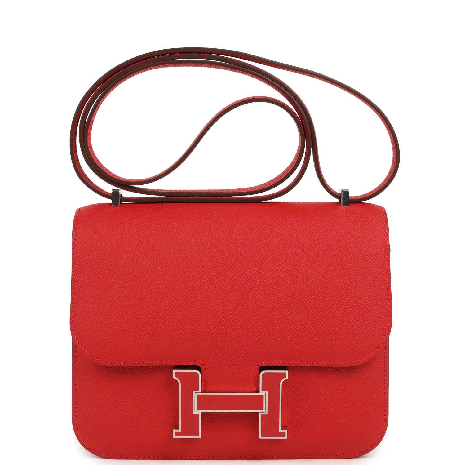 Hermes Constance 18 Rouge Radieux Epsom Lacquered Palladium Hardware