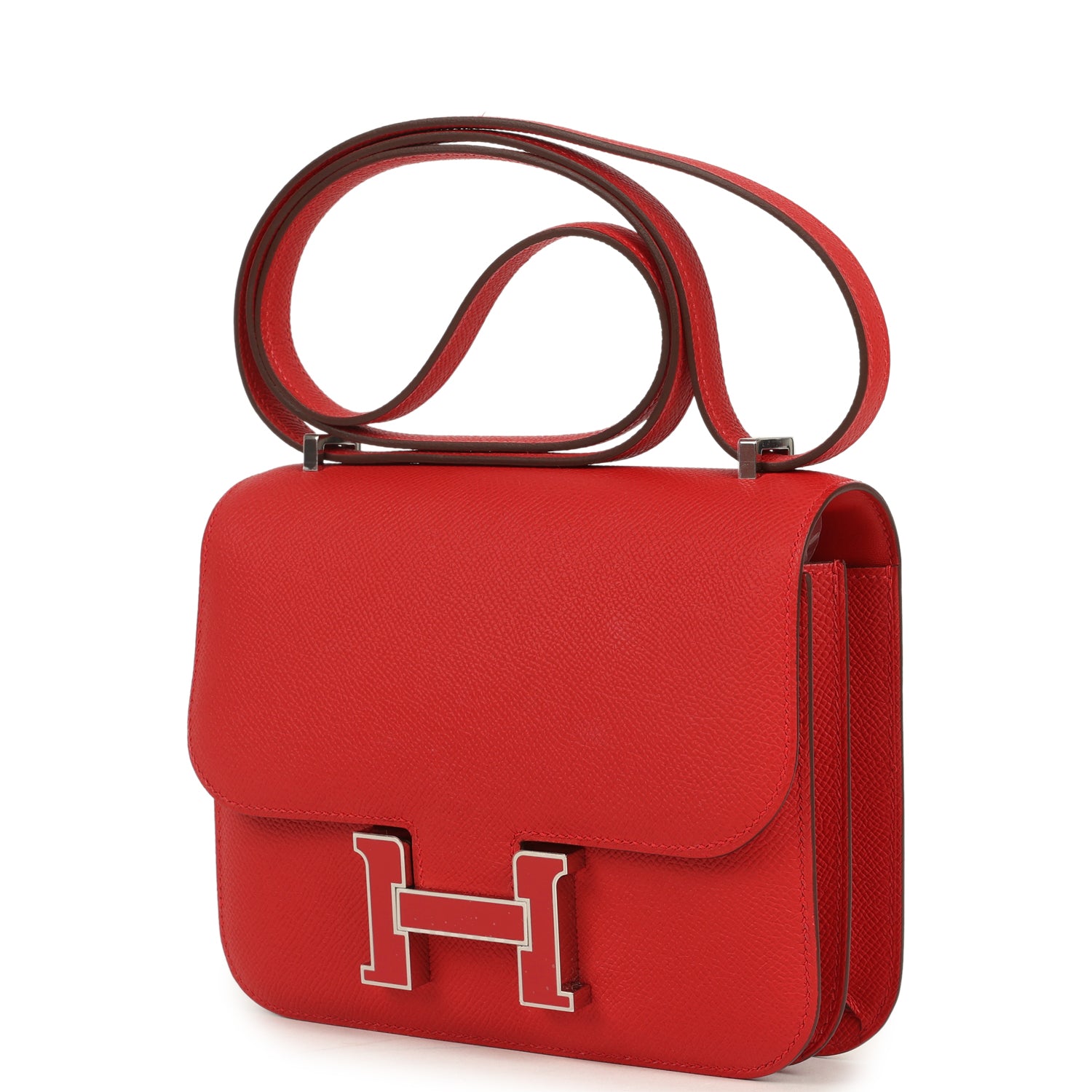 Hermes Constance 18 Rouge Radieux Epsom Lacquered Palladium Hardware