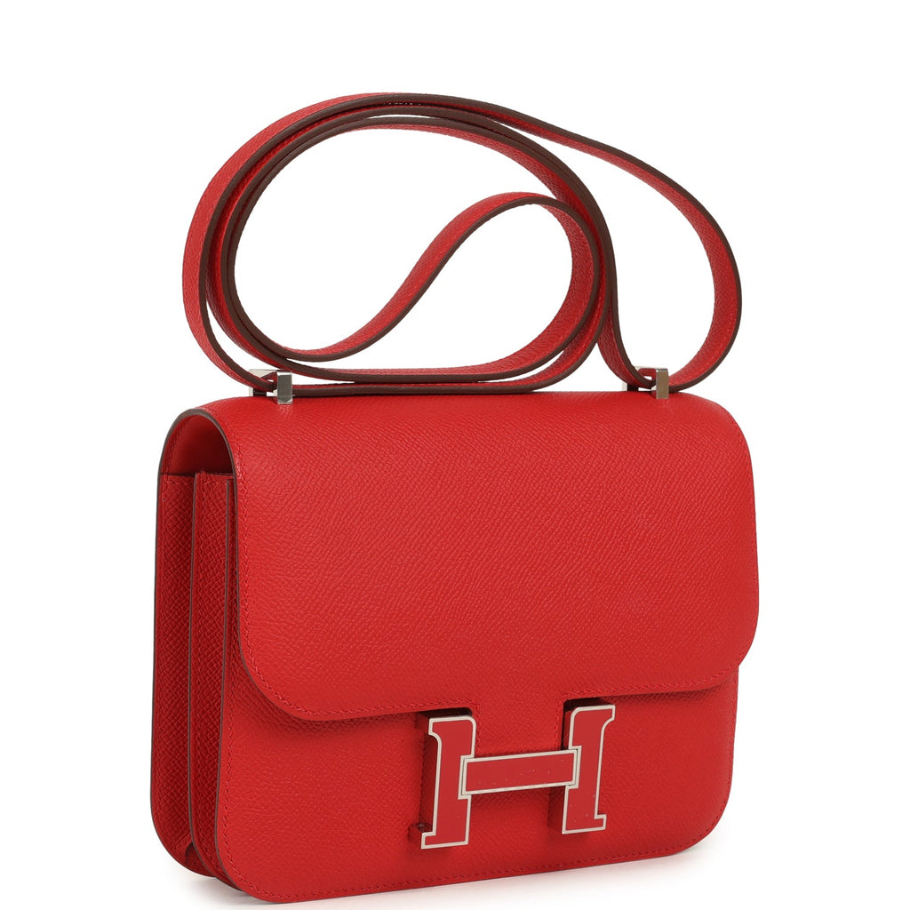 Hermes Constance 18 Rouge Radieux Epsom Lacquered Palladium Hardware