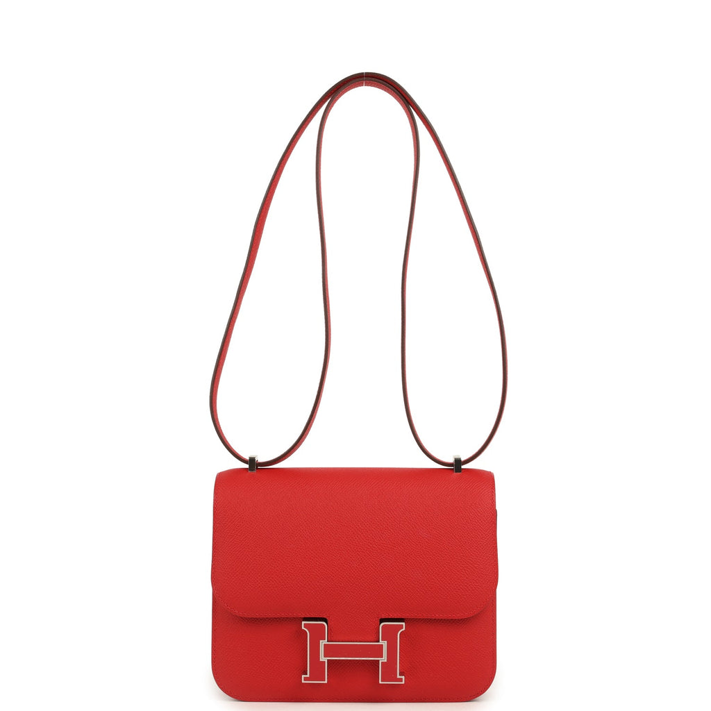 Hermes Constance 18 Rouge Radieux Epsom Lacquered Palladium Hardware