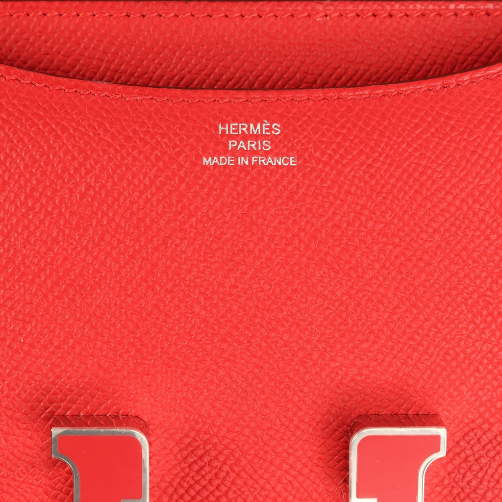 Hermes Constance 18 Rouge Radieux Epsom Lacquered Palladium Hardware