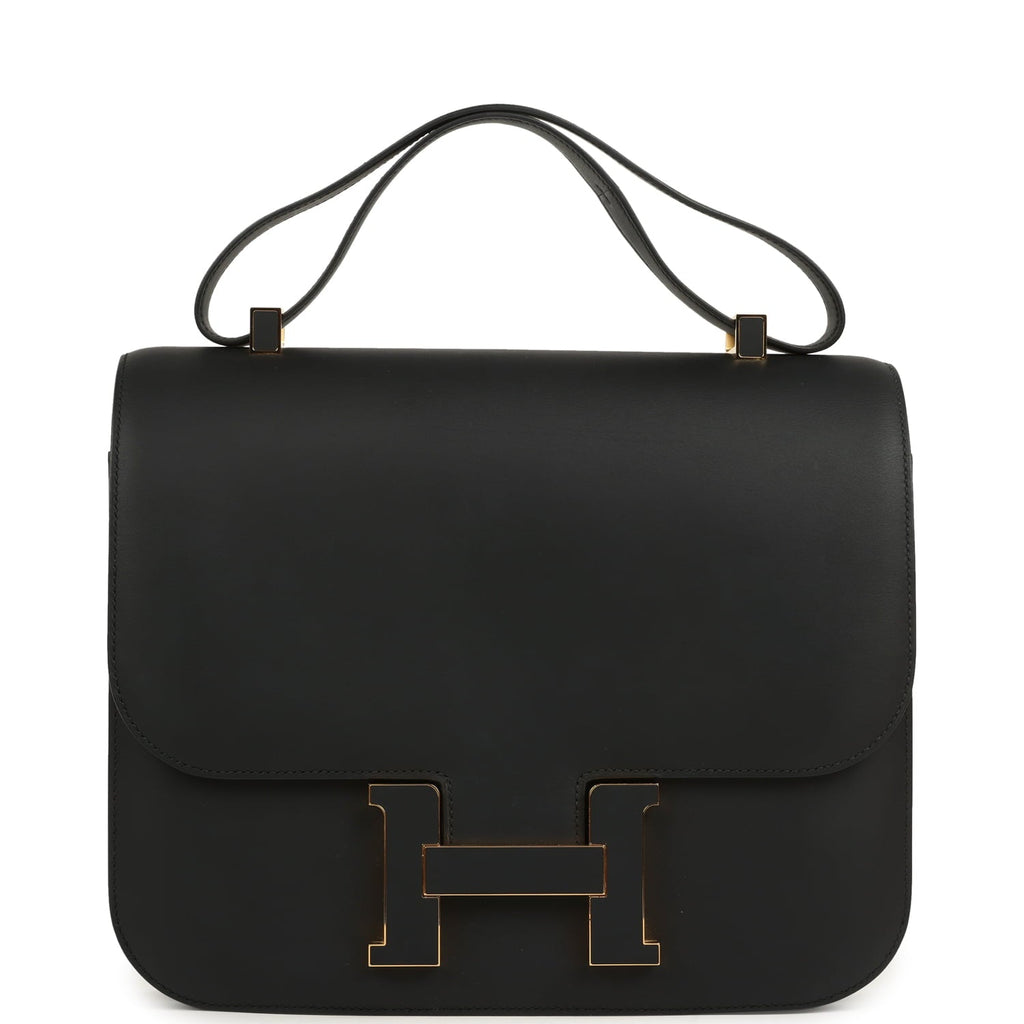 Pre-owned Hermes Constance Cartable 29 Black Sombrero Gold Hardware