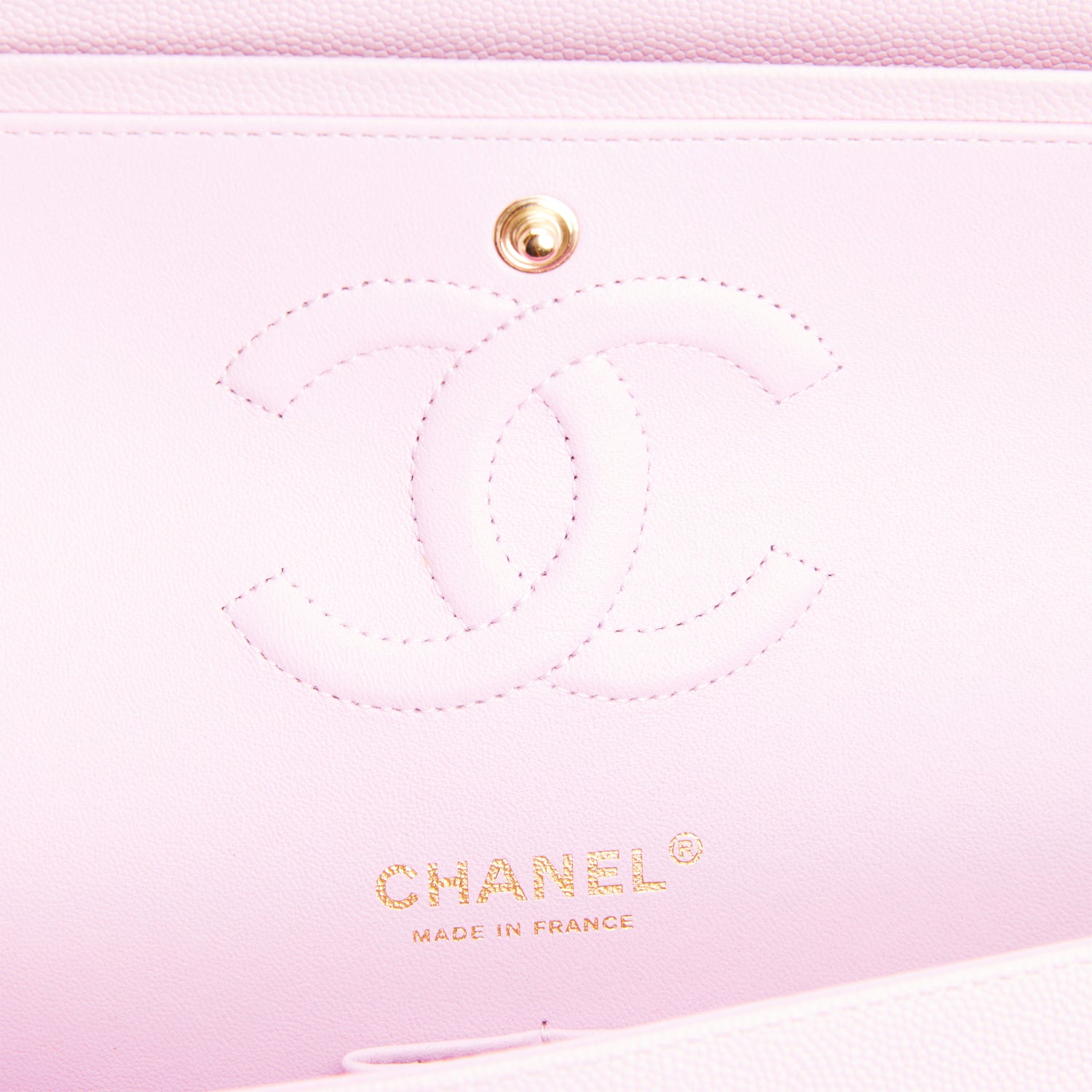 Chanel Medium Classic Double Flap Bag Rose Clair Caviar Light Gold Hardware