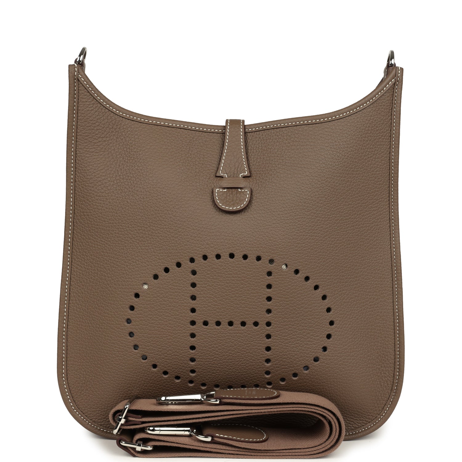 Hermes Evelyne III PM Etoupe Clemence Palladium Hardware