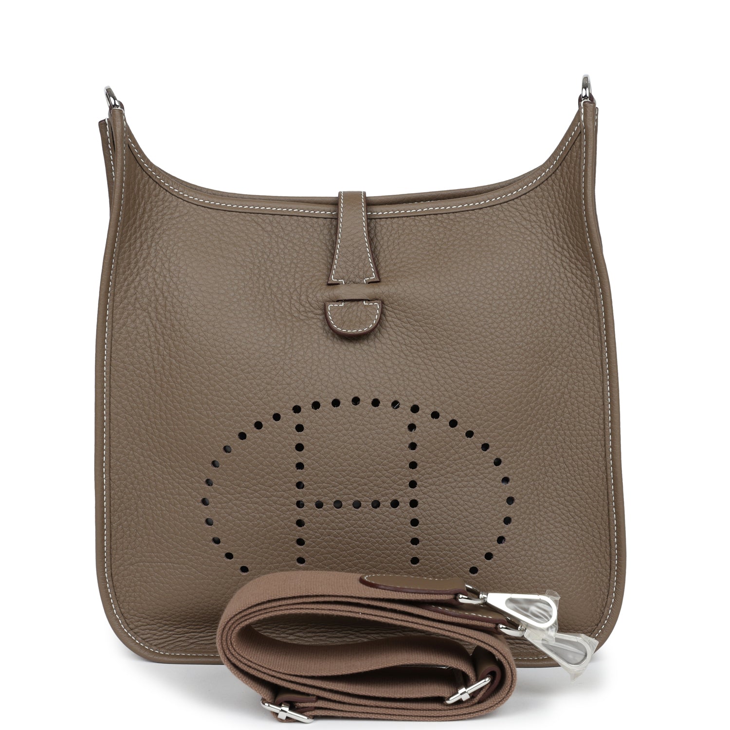 Hermes Evelyne PM Etoupe Clemence Palladium Hardware