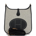 Hermes Evelyne III PM Black Clemence and Ecru Toile Gold Hardware