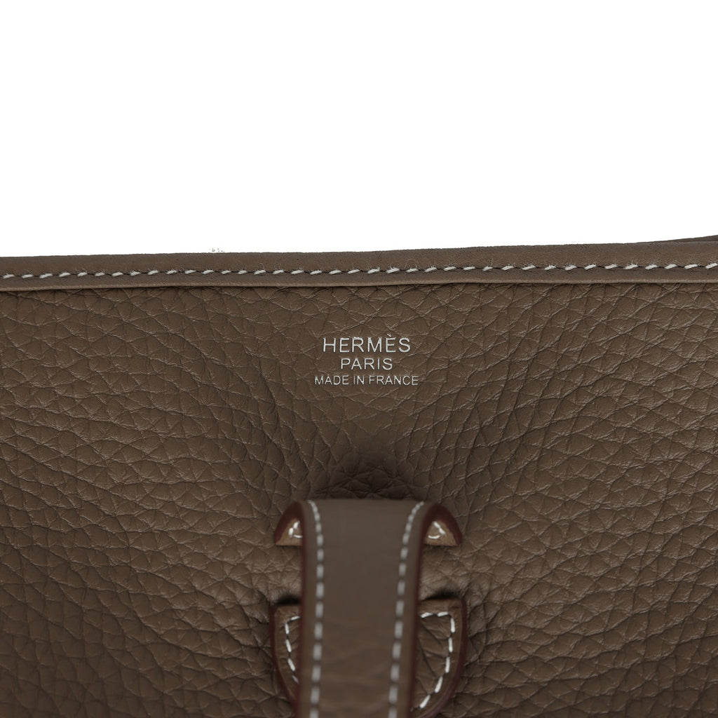 Hermes Evelyne III PM Etoupe Clemence Palladium Hardware