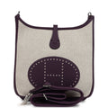 Hermes Evelyne III PM Cassis Clemence and Ecru Toile H Palladium Hardware