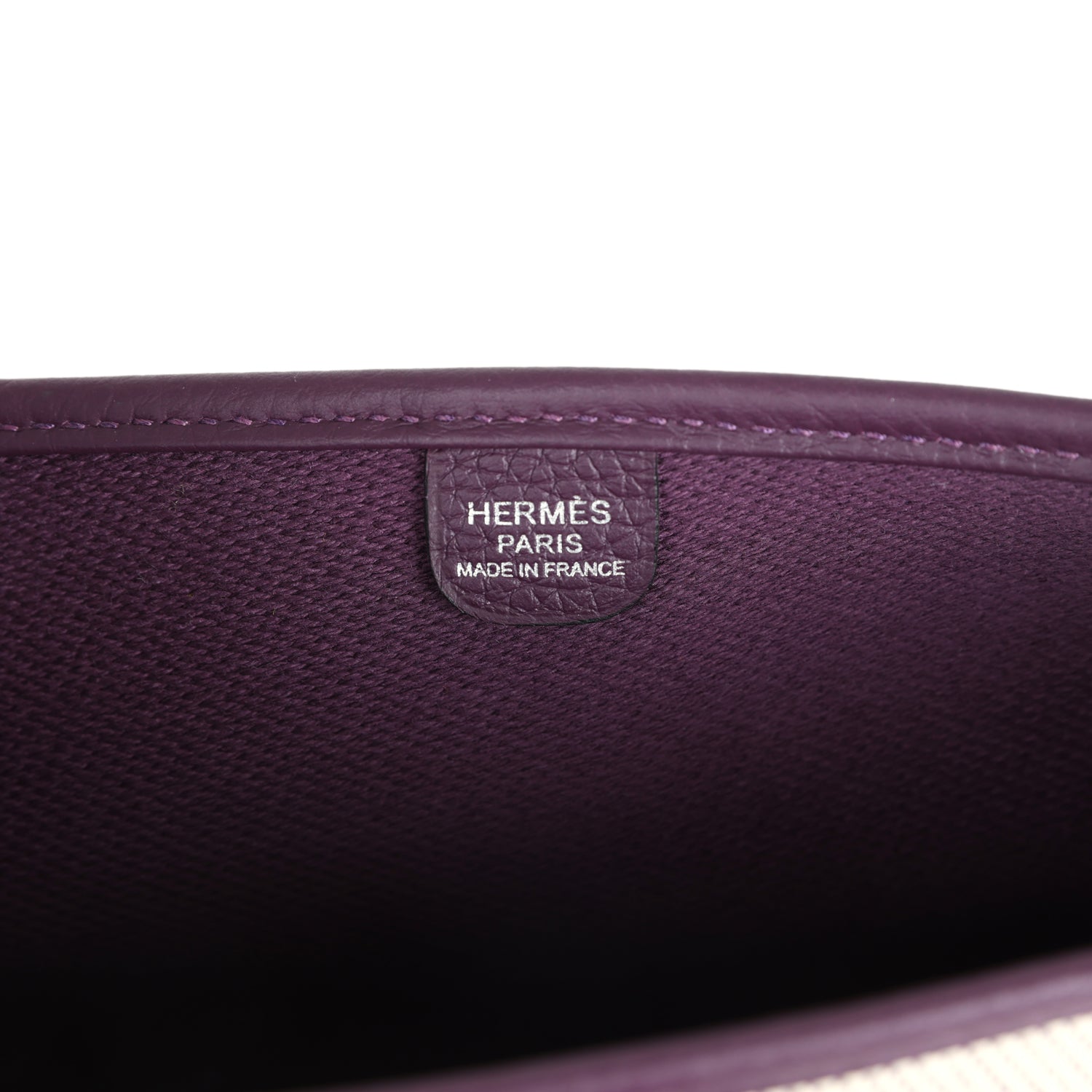 Hermes Evelyne III PM Cassis Clemence and Ecru Toile H Palladium Hardware