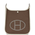 Hermes Neo Evelyne PM Etoupe Officier Canvas and Gris Pale Swift Palladium Hardware