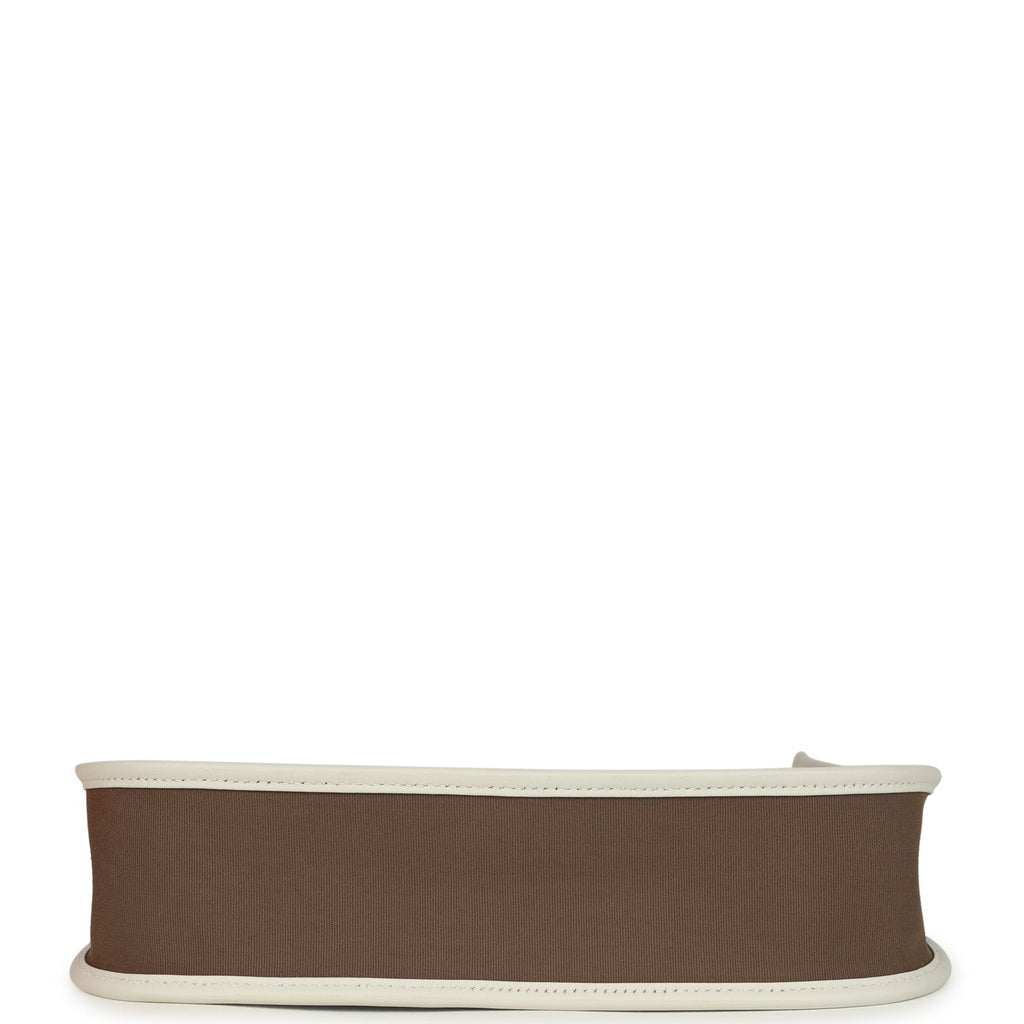 Hermes Neo Evelyne PM Etoupe Officier Canvas and Gris Pale Swift Palladium Hardware
