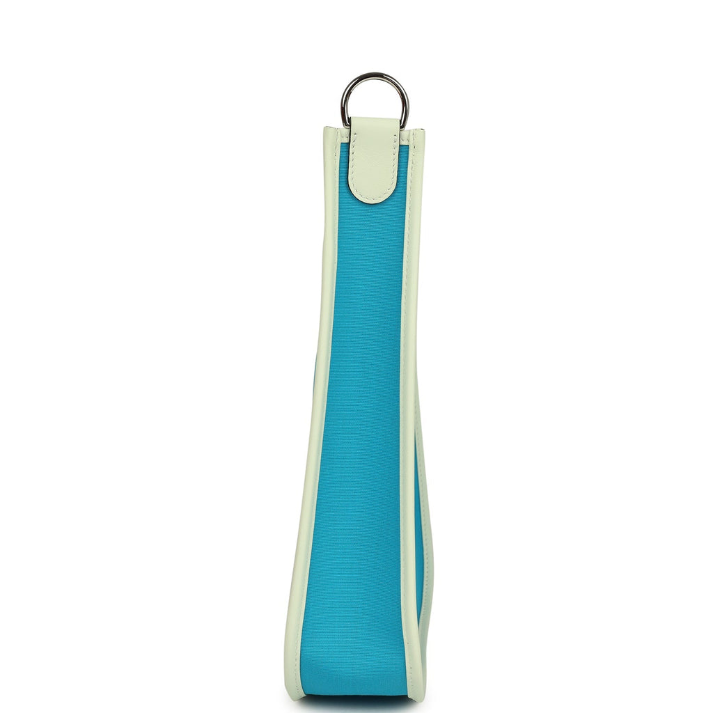 Hermes Neo Evelyne PM Bleu Azteque Officier Canvas and Vert Fizz Swift Palladium Hardware