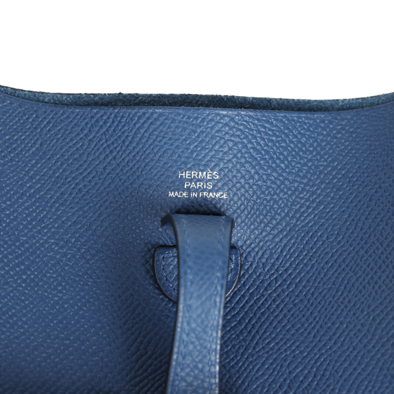 Hermes Evelyne Sellier TPM Bleu Tie Epsom Palladium Hardware