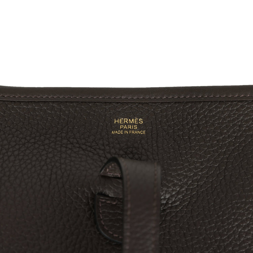 Hermes Evelyne III PM Ebene Clemence Gold Hardware