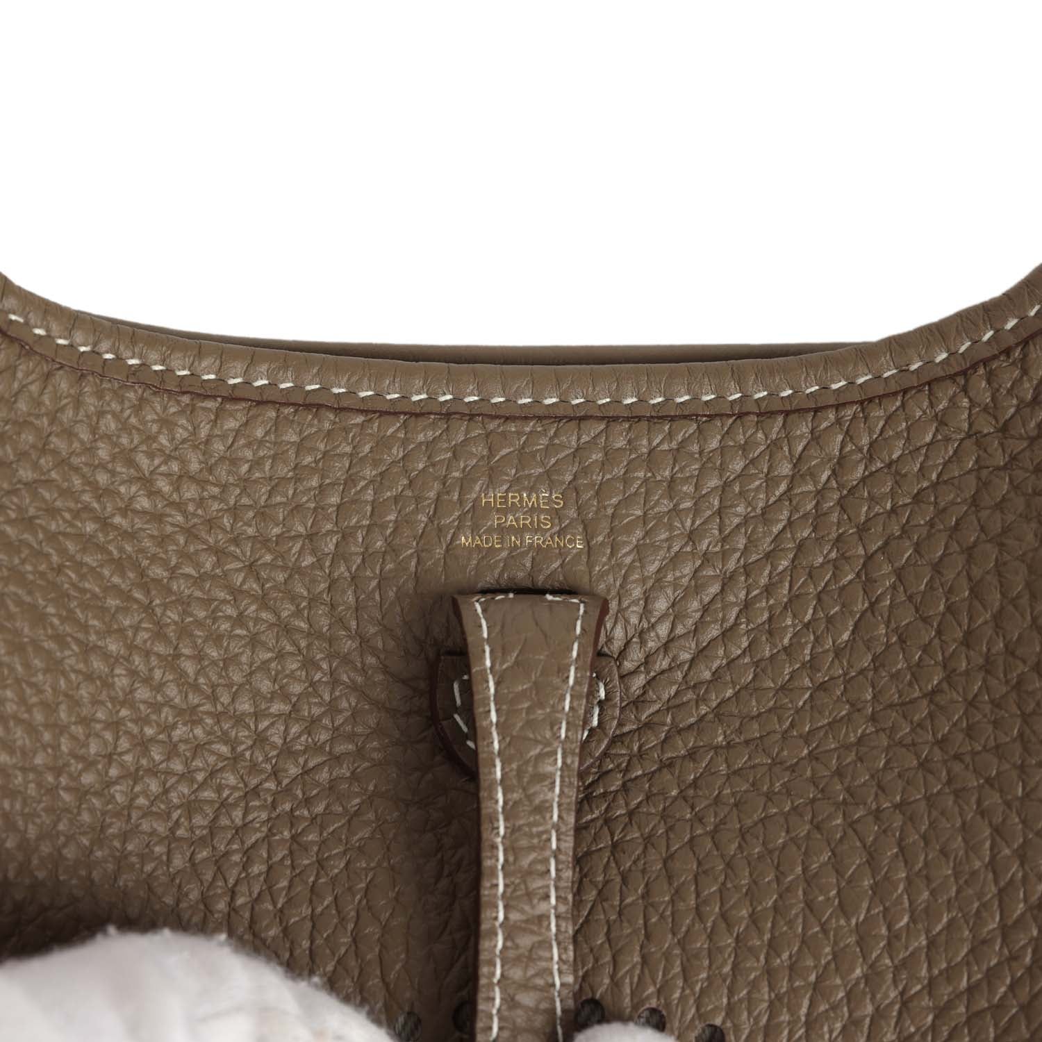 Pre-owned Hermes Evelyne TPM Etoupe Clemence Gold Hardware