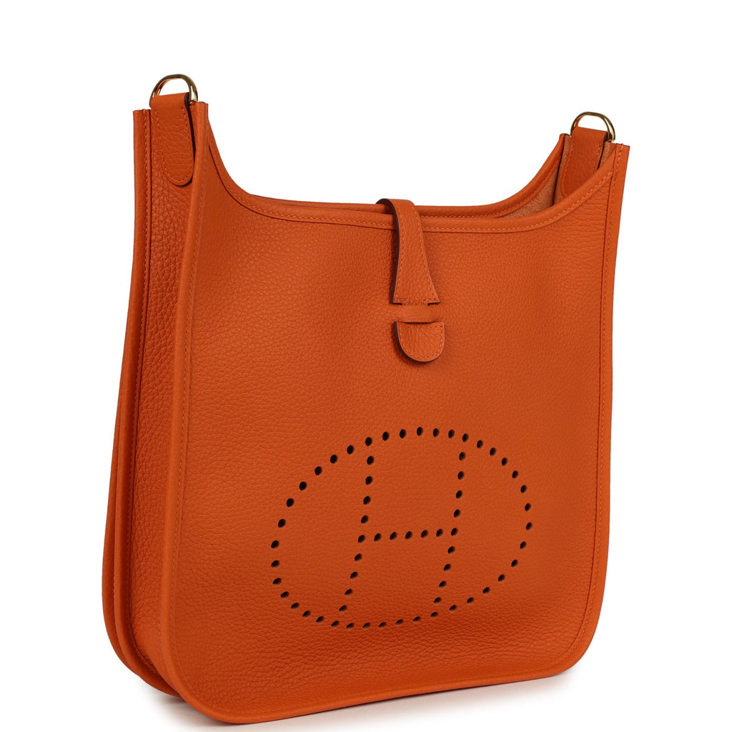 Hermes Evelyne III PM Orange Clemence Gold Hardware