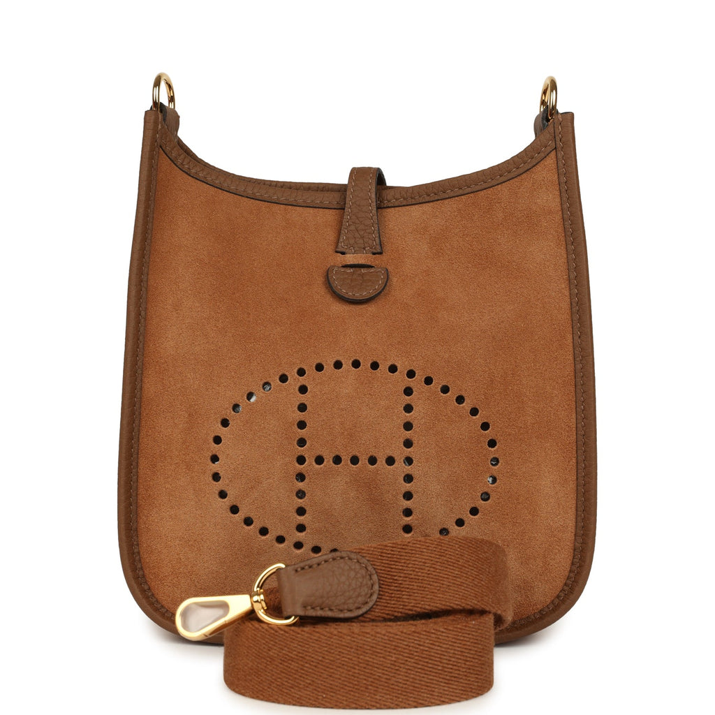 Hermes Evelyne TPM Chamois Grizzly and Alezan Clemence Gold Hardware