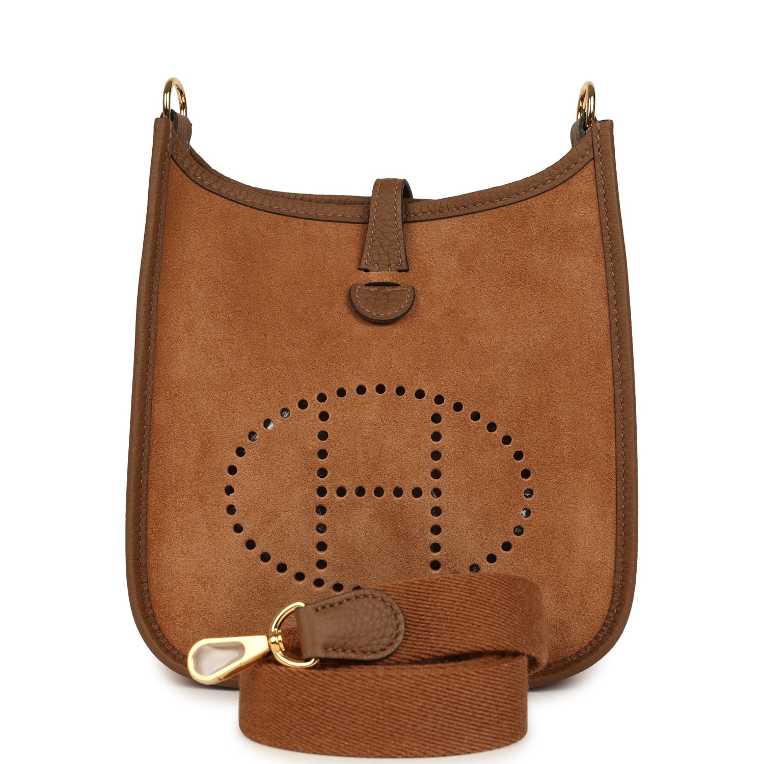 Hermes Evelyne TPM Chamois Grizzly and Alezan Clemence Gold Hardware